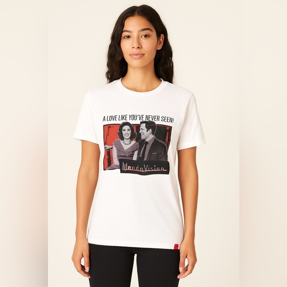 Marvel Tops - Marvel WandaVision “A Love Like You’ve Never Seen!” White Graphic Tee - Size S